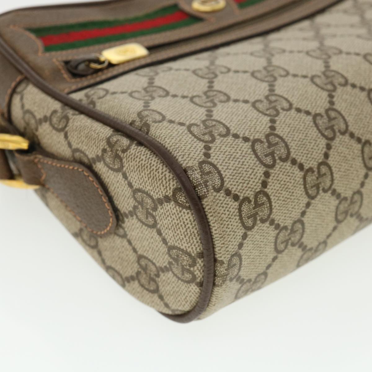 GUCCI GG Canvas Web Sherry Line Shoulder Bag Beige Red Green yk5362