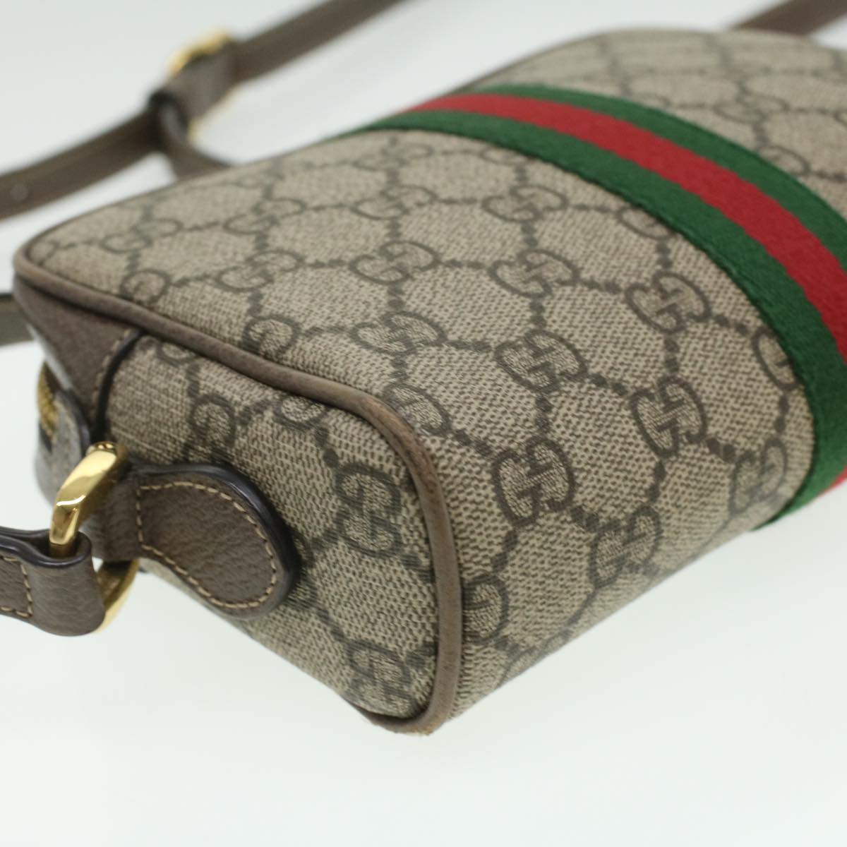 GUCCI Web Sherry Line GG Canvas Shoulder Bag PVC Leather 517350 yk5636