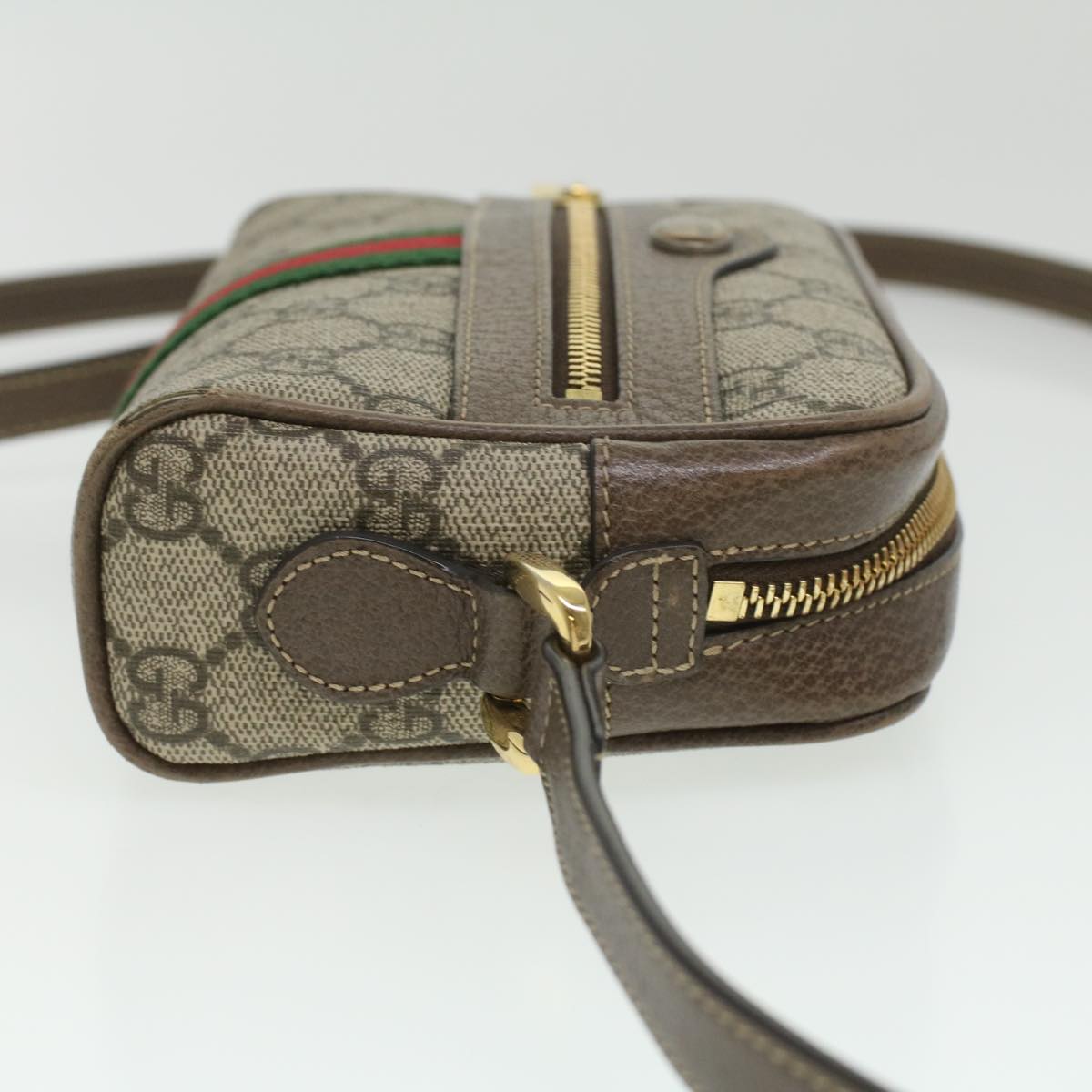 GUCCI Web Sherry Line GG Canvas Shoulder Bag PVC Leather 517350 yk5636