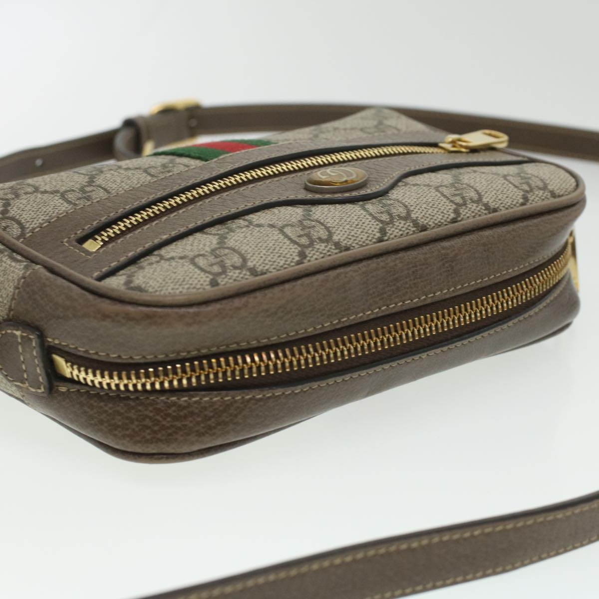 GUCCI Web Sherry Line GG Canvas Shoulder Bag PVC Leather 517350 yk5636