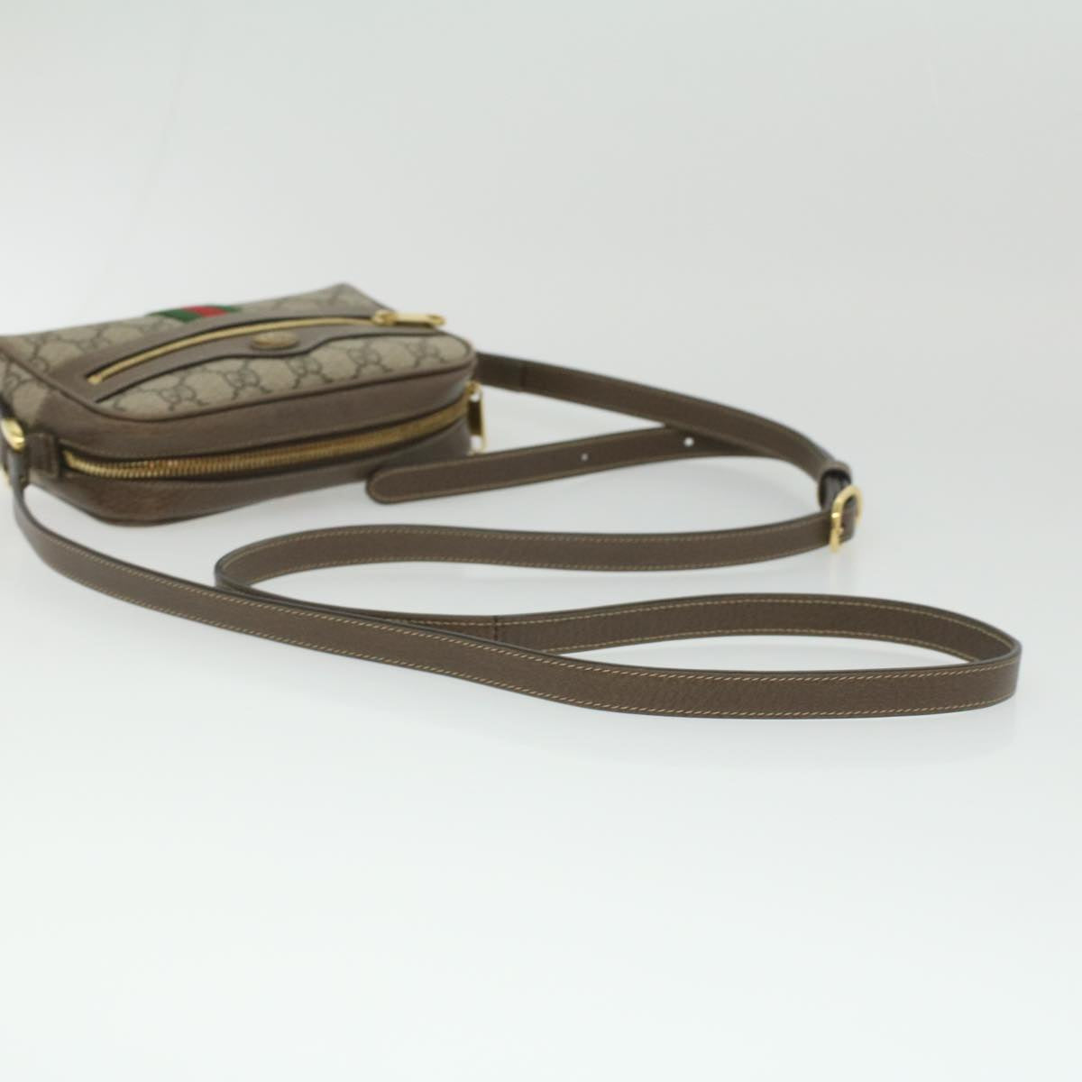 GUCCI Web Sherry Line GG Canvas Shoulder Bag PVC Leather 517350 yk5636