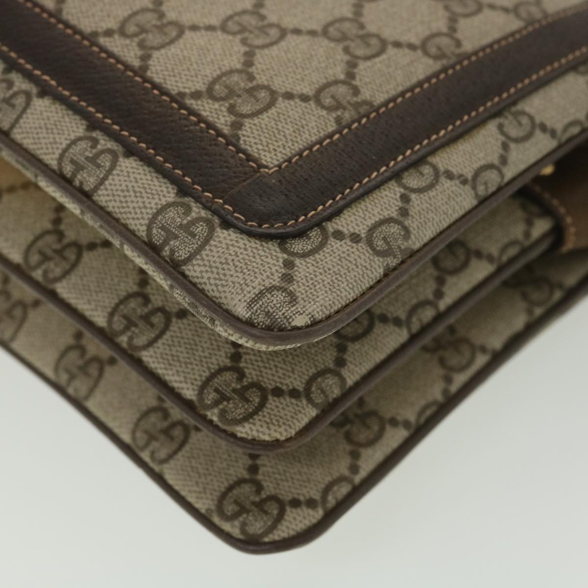 GUCCI GG Canvas Web Sherry Line Shoulder Bag PVC Leather Beige Red yk5883B