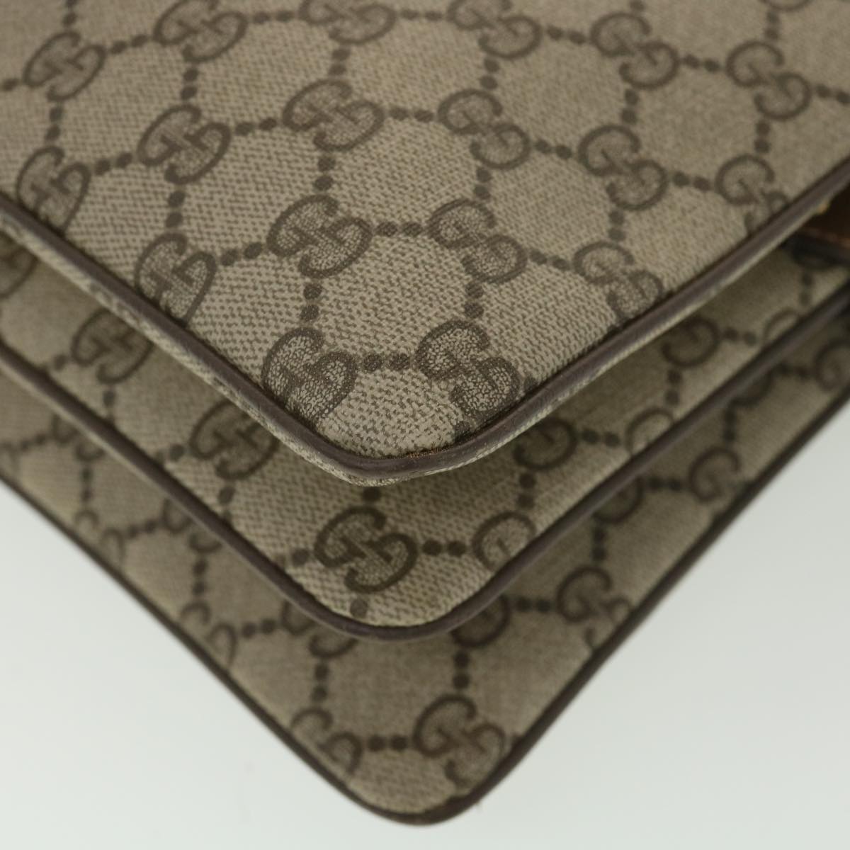 GUCCI GG Canvas Web Sherry Line Shoulder Bag PVC Leather Beige Red yk5883B