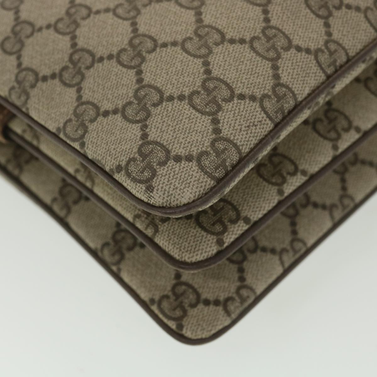 GUCCI GG Canvas Web Sherry Line Shoulder Bag PVC Leather Beige Red yk5883B