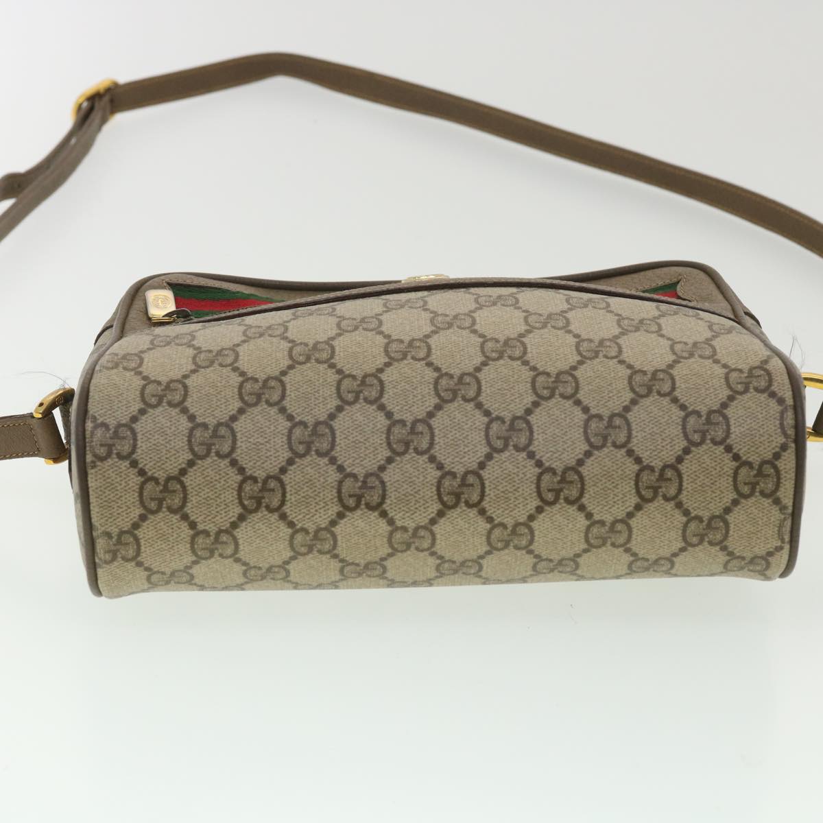 GUCCI GG Canvas Web Sherry Line Shoulder Bag Beige Red 56.02.087 yk5885B