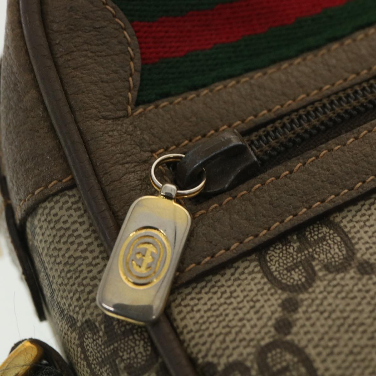 GUCCI GG Canvas Web Sherry Line Shoulder Bag Beige Red 56.02.087 yk5885B