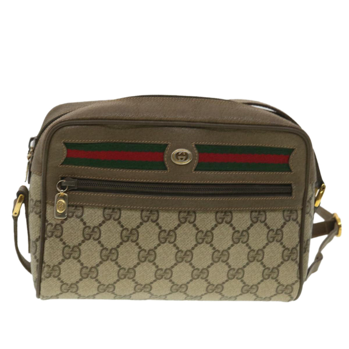 GUCCI GG Canvas Web Sherry Line Shoulder Bag Beige Red 56.02.087 yk5885B