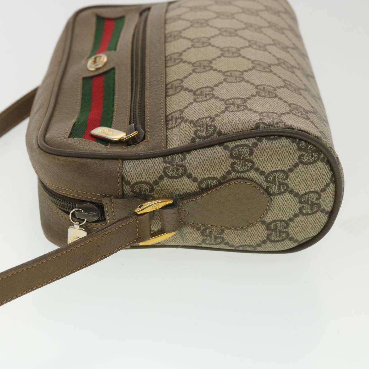 GUCCI GG Canvas Web Sherry Line Shoulder Bag Beige Red 56.02.087 yk5885B