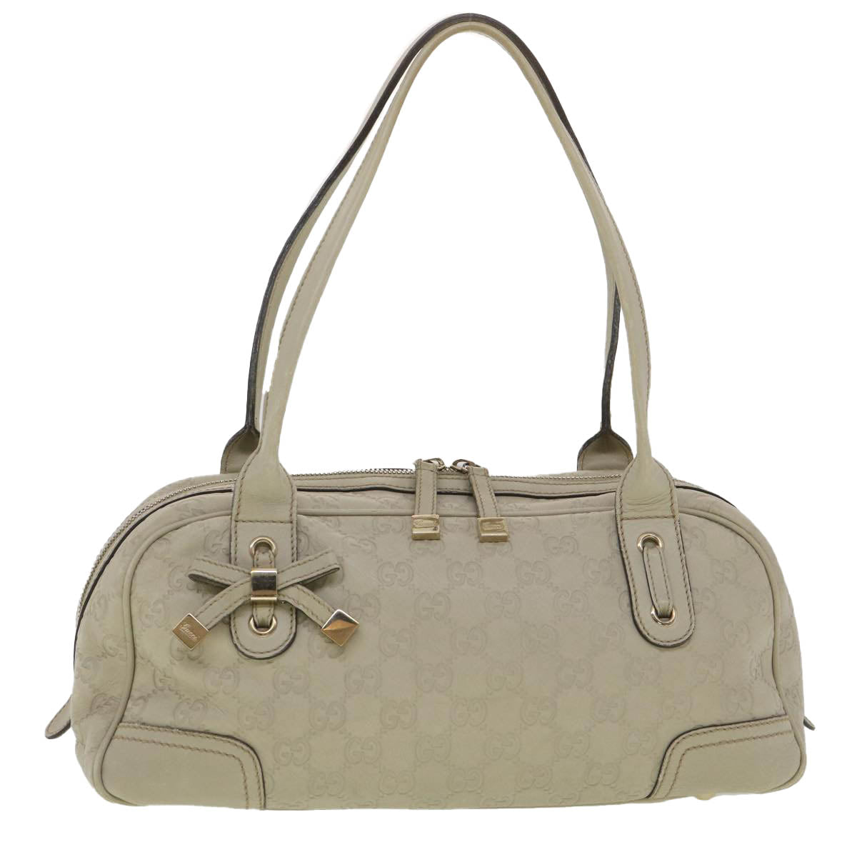 GUCCI Shima Shoulder Bag Leather White 161720 yk6036