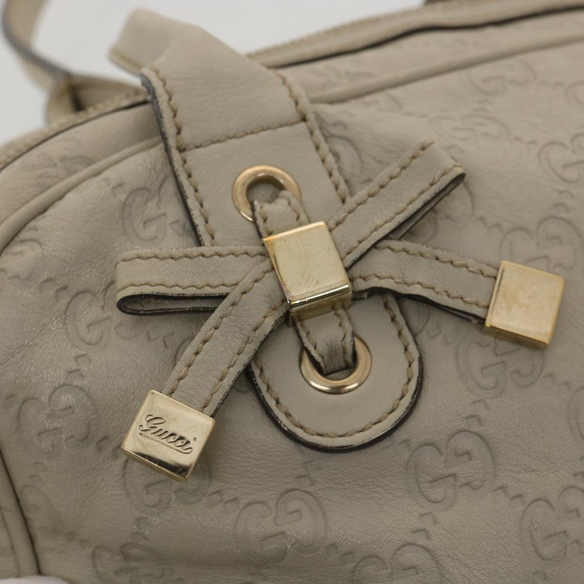 GUCCI Shima Shoulder Bag Leather White 161720 yk6036