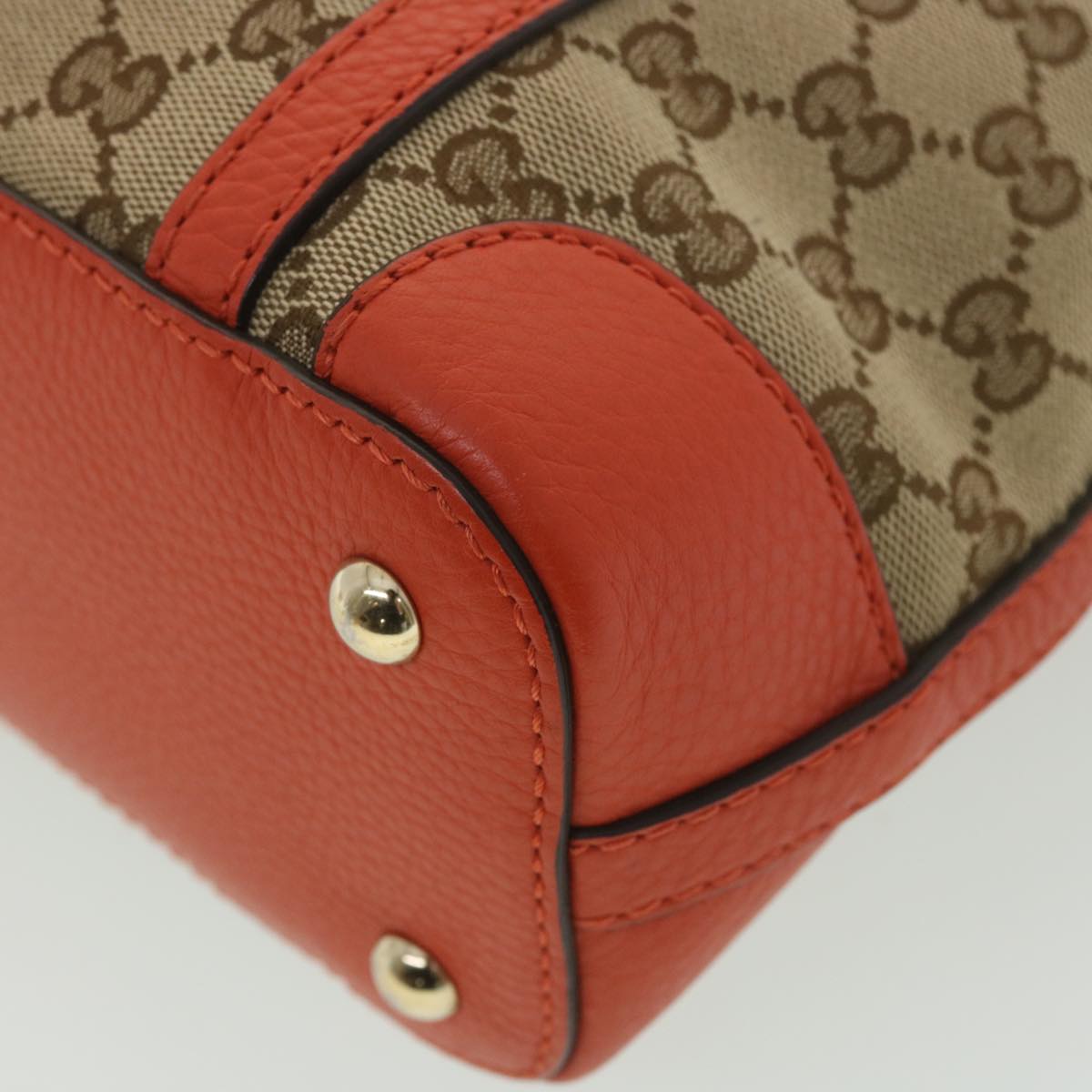 GUCCI GG Canvas Hand Bag Beige Orange 387603 yk6072