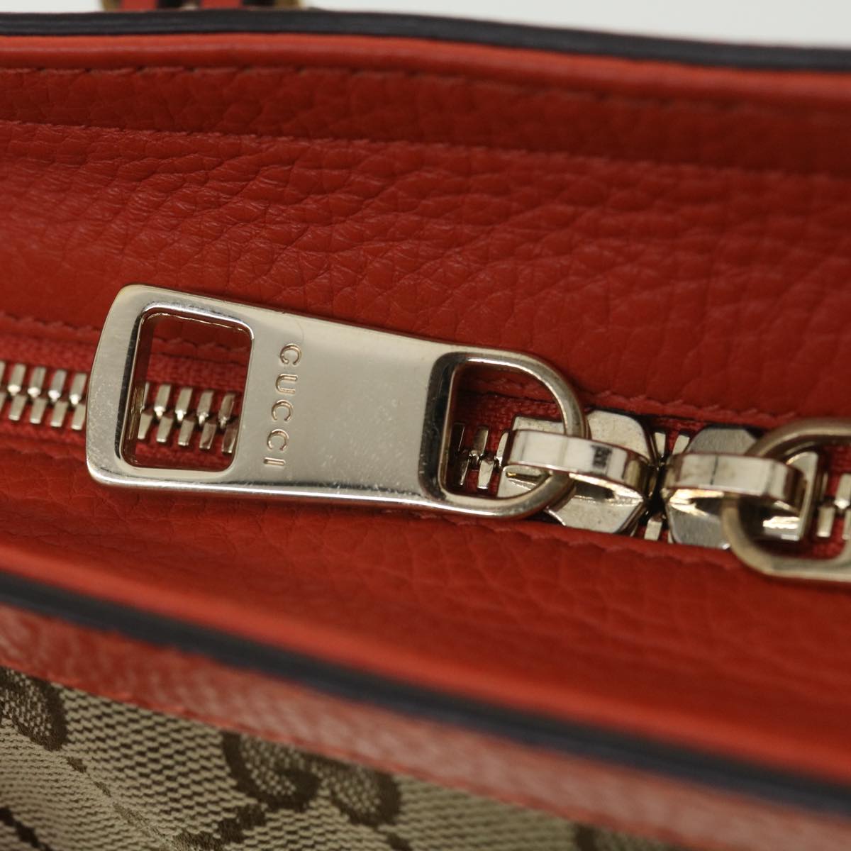 GUCCI GG Canvas Hand Bag Beige Orange 387603 yk6072