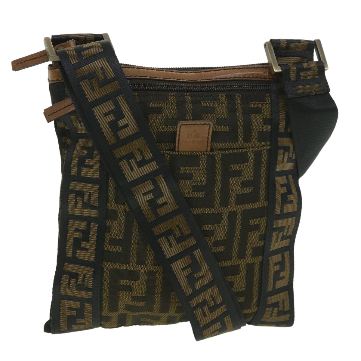 FENDI Zucca Canvas Shoulder Bag Nylon Brown yk6092