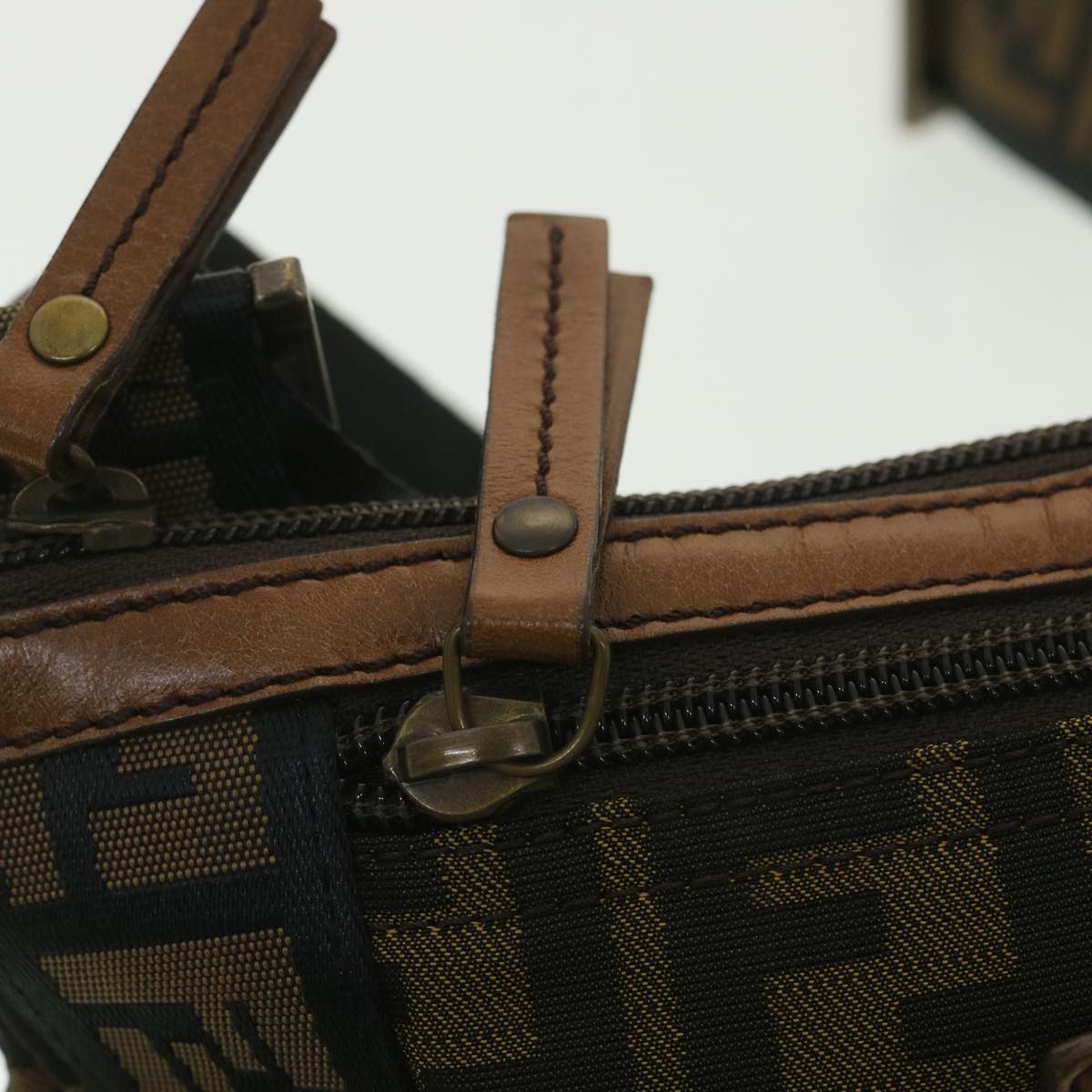 FENDI Zucca Canvas Shoulder Bag Nylon Brown yk6092