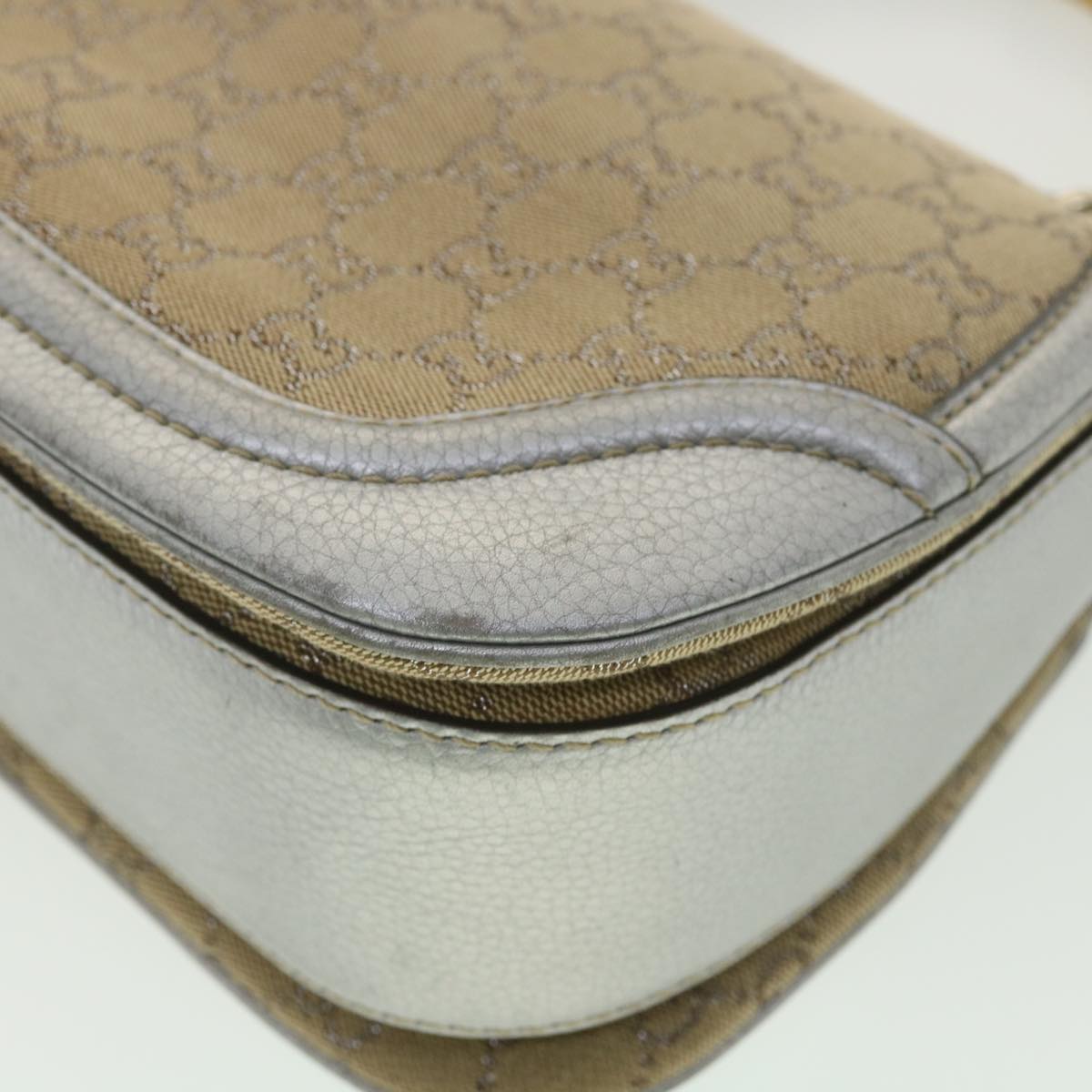GUCCI GG Canvas Bamboo Hand Bag Beige Silver 254884 yk6106