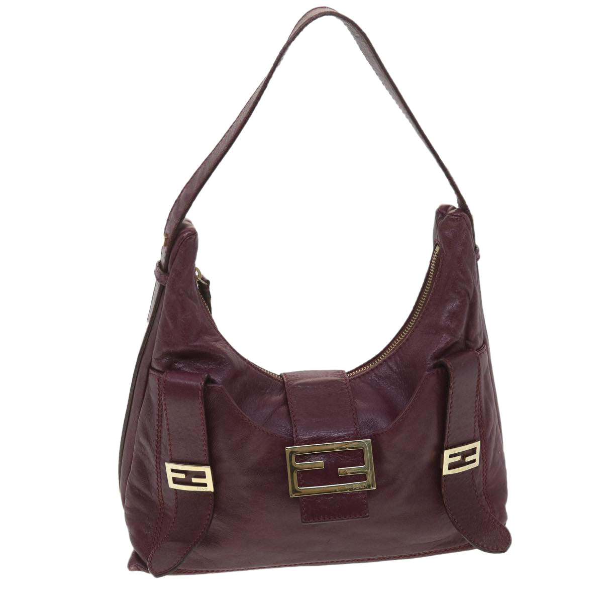 FENDI Mamma Baguette Shoulder Bag Leather Purple yk6116