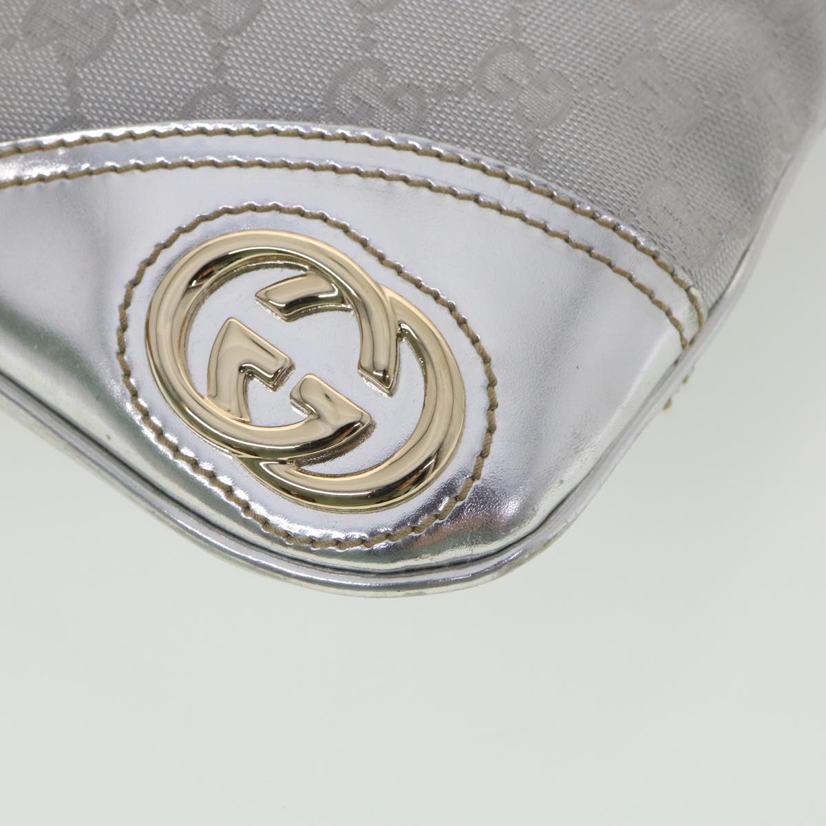 GUCCI GG Canvas Shoulder Bag Silver 169947 yk6144B
