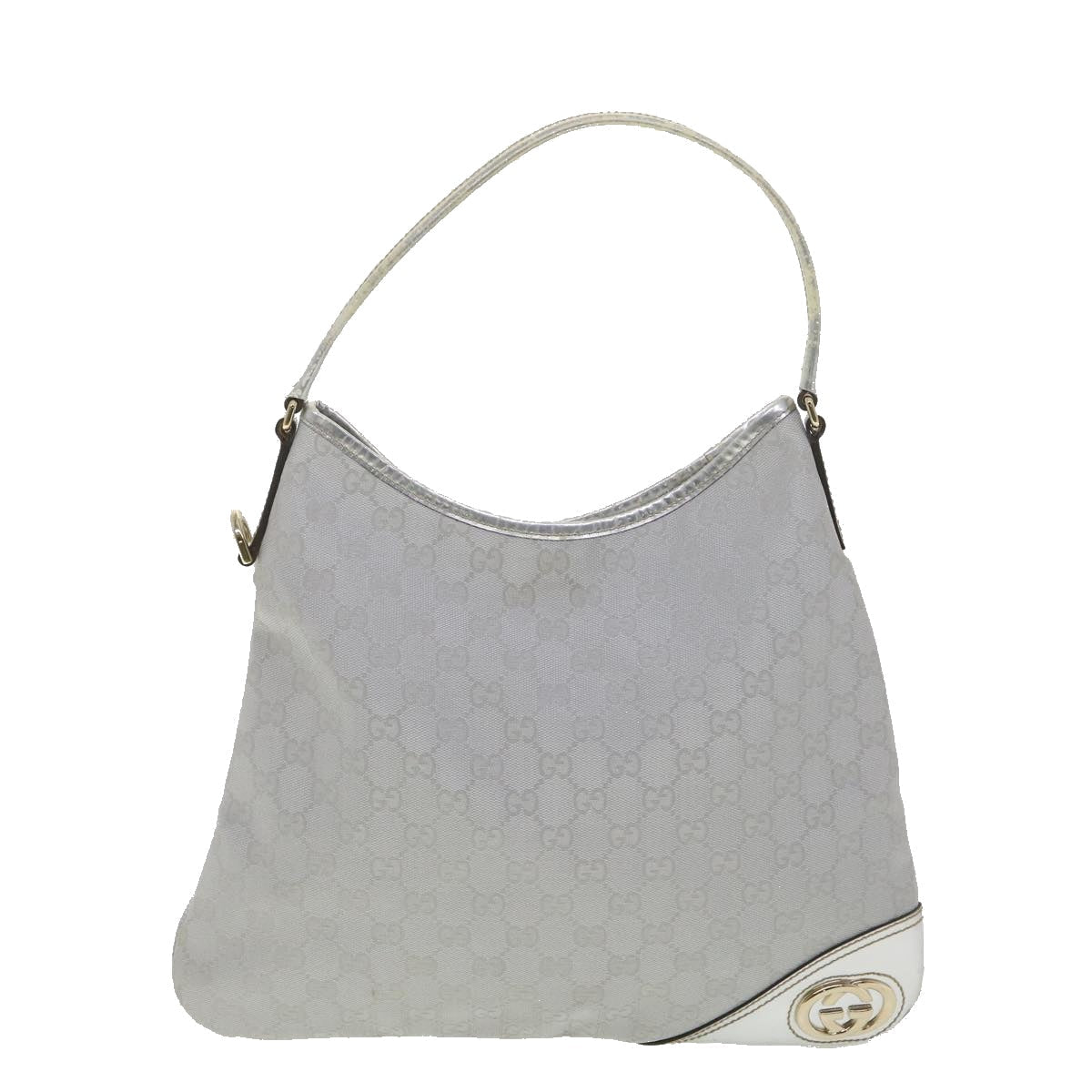 GUCCI GG Canvas Shoulder Bag Silver 169947 yk6144B