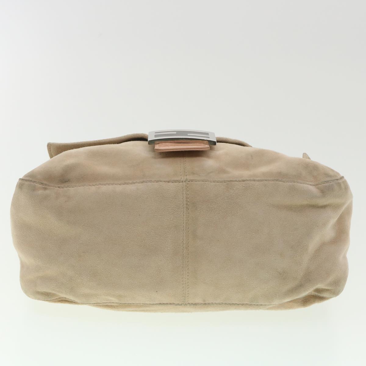FENDI Mamma Baguette Shoulder Bag Suede Beige yk6145B