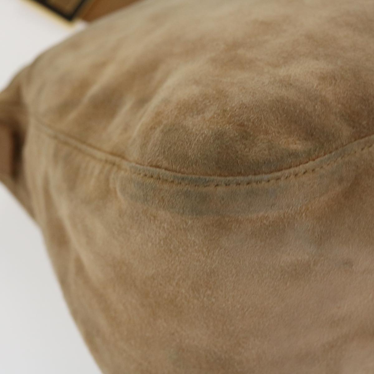 FENDI Mamma Baguette Shoulder Bag Suede Beige 2370/26426 yk6310