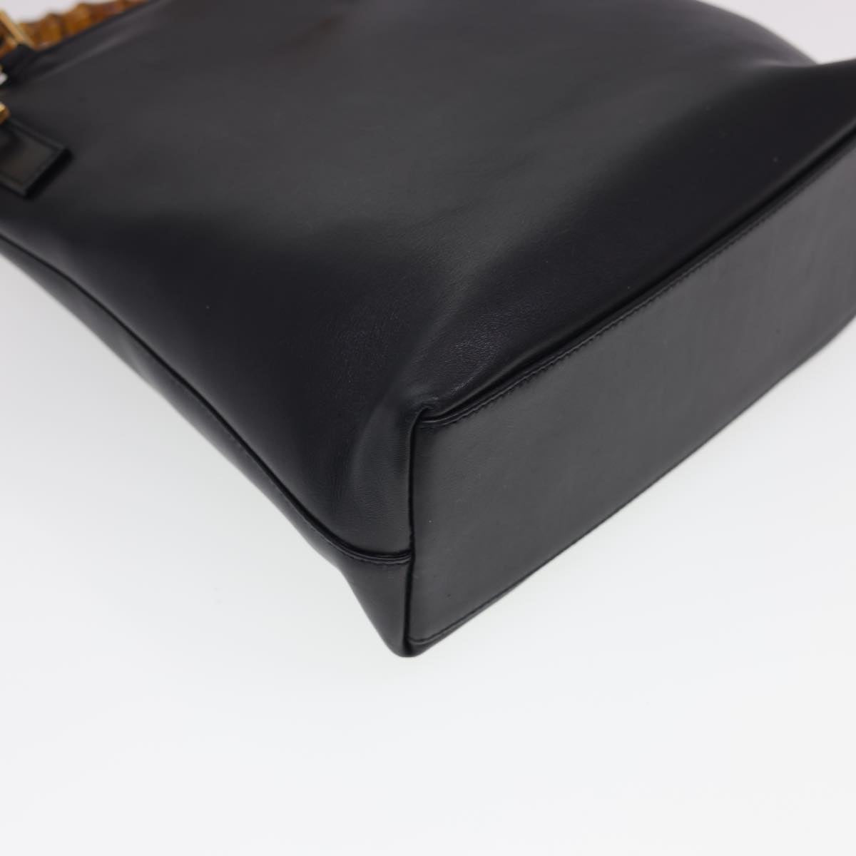 GUCCI Bamboo Hand Bag Leather 2way Black 000.2265.0581 yk6460