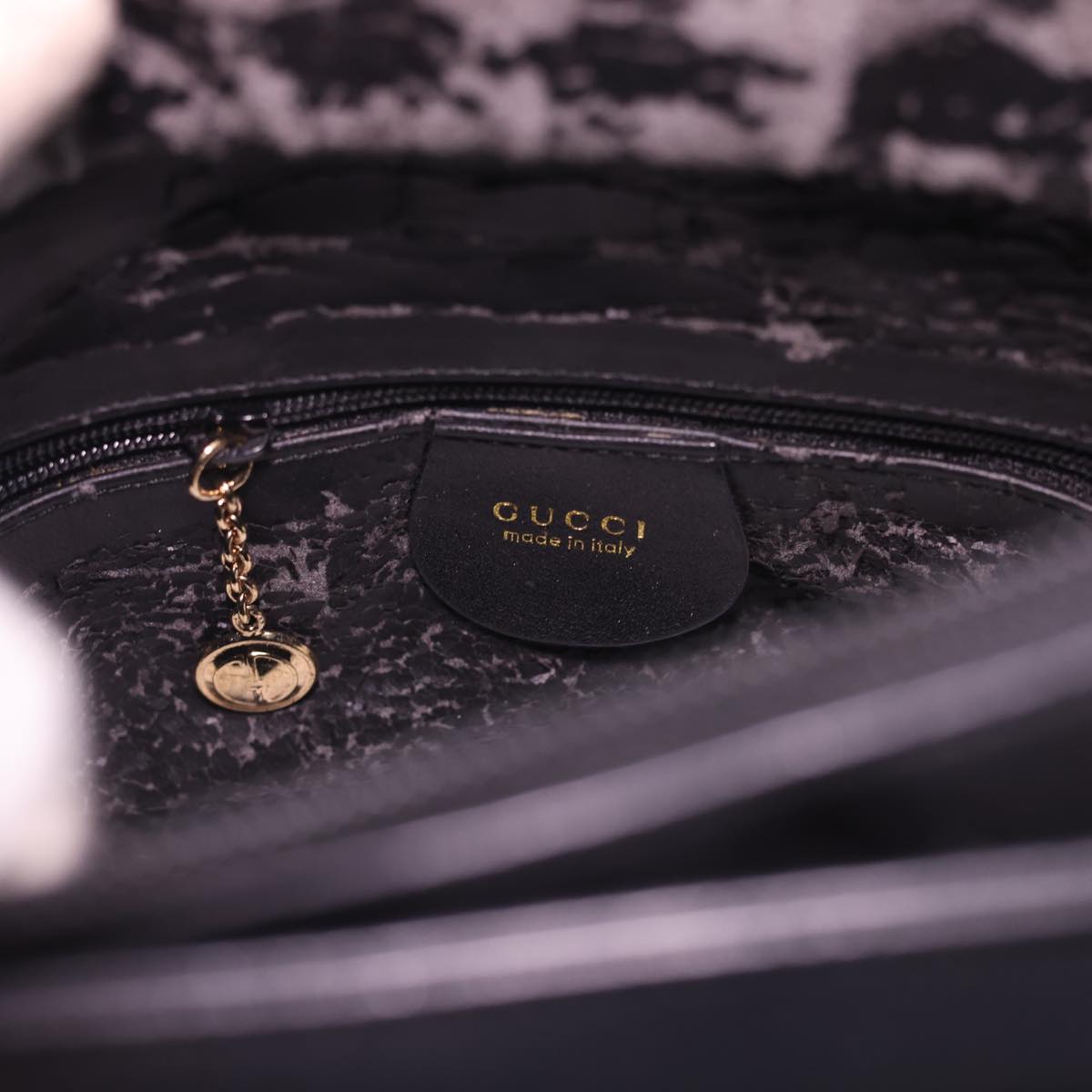 GUCCI Bamboo Hand Bag Leather 2way Black 000.2265.0581 yk6460