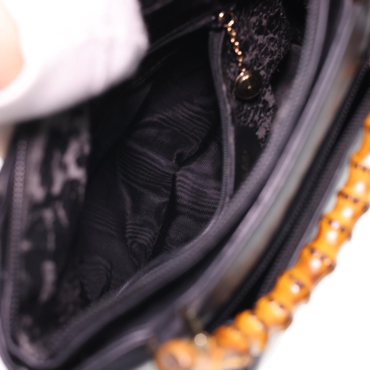 GUCCI Bamboo Hand Bag Leather 2way Black 000.2265.0581 yk6460