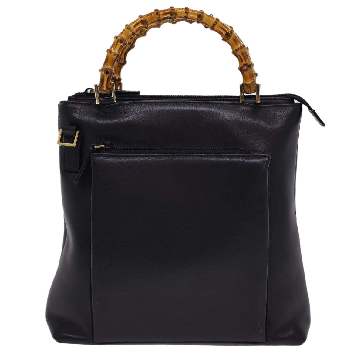 GUCCI Bamboo Hand Bag Leather 2way Black 000.2265.0581 yk6460