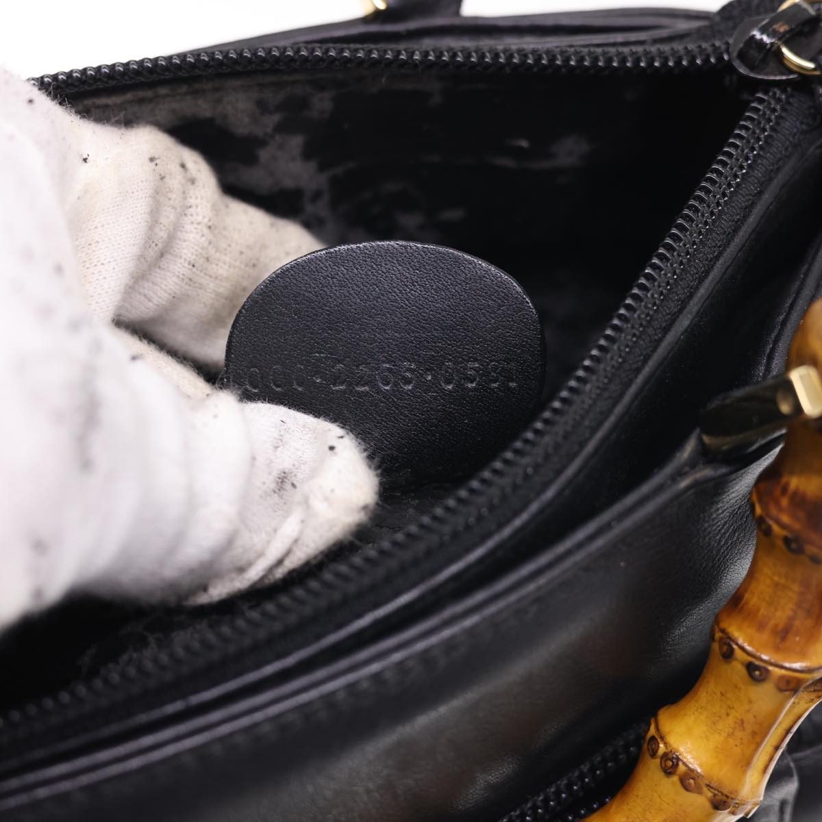 GUCCI Bamboo Hand Bag Leather 2way Black 000.2265.0581 yk6460