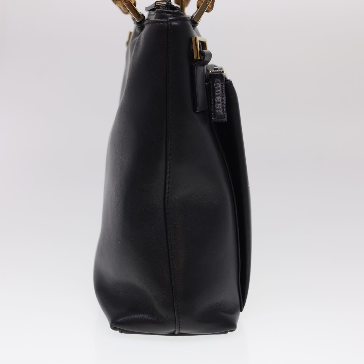 GUCCI Bamboo Hand Bag Leather 2way Black 000.2265.0581 yk6460