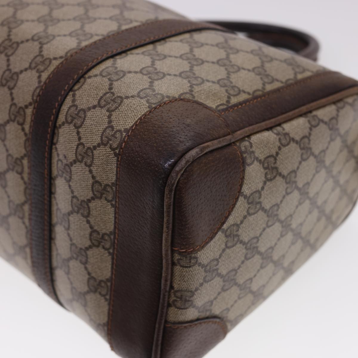 GUCCI GG Canvas Hand Bag PVC Leather Beige yk6522