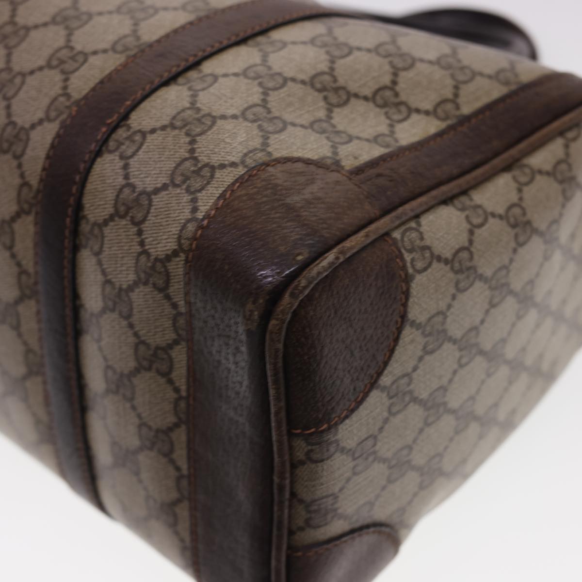 GUCCI GG Canvas Hand Bag PVC Leather Beige yk6522