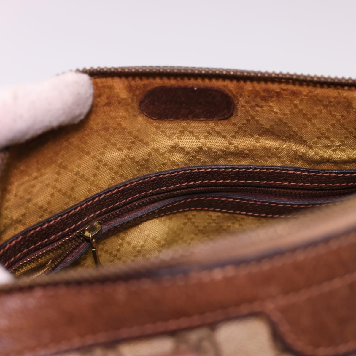 GUCCI GG Canvas Hand Bag PVC Leather Beige yk6522