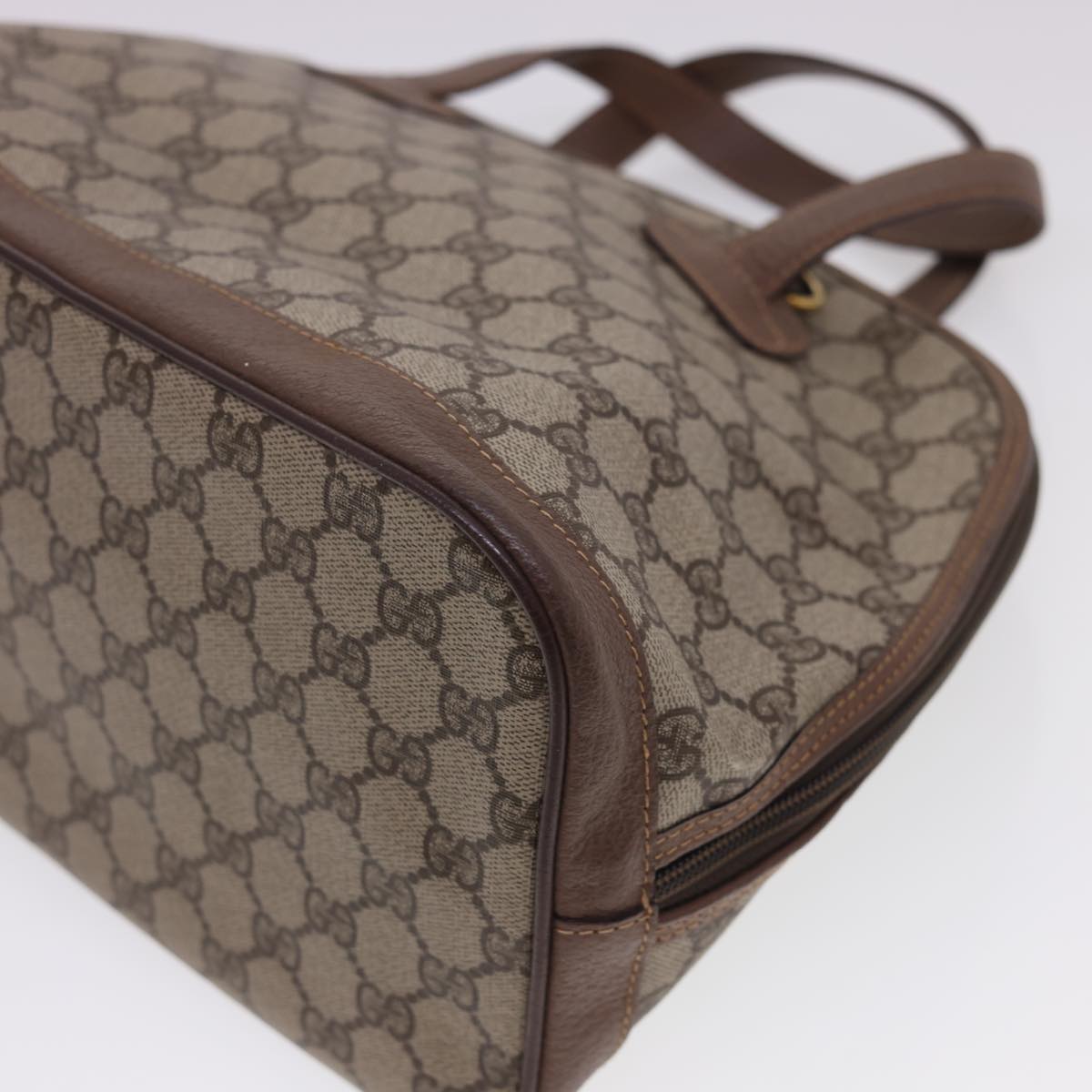 GUCCI GG Canvas Hand Bag PVC Leather 2way Beige Brown yk6526