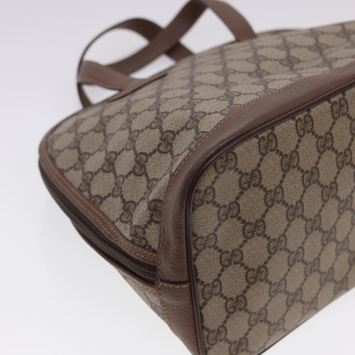 GUCCI GG Canvas Hand Bag PVC Leather 2way Beige Brown yk6526