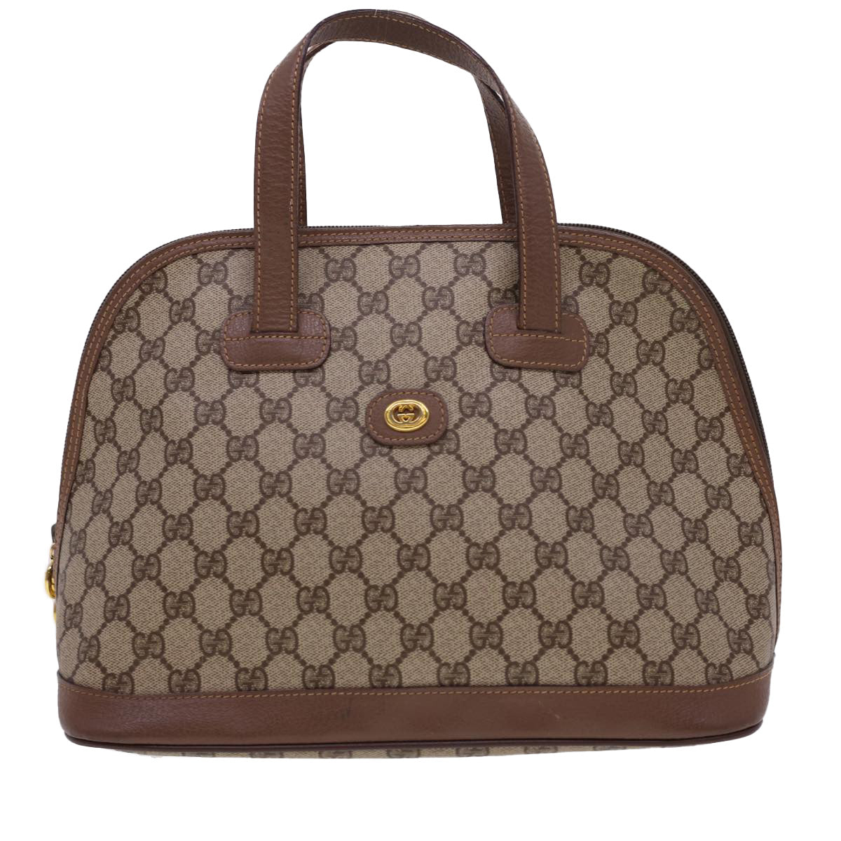 GUCCI GG Canvas Hand Bag PVC Leather 2way Beige Brown yk6526