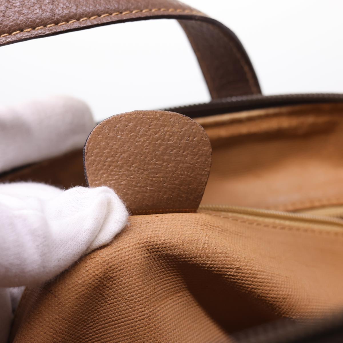 GUCCI GG Canvas Hand Bag PVC Leather 2way Beige Brown yk6526