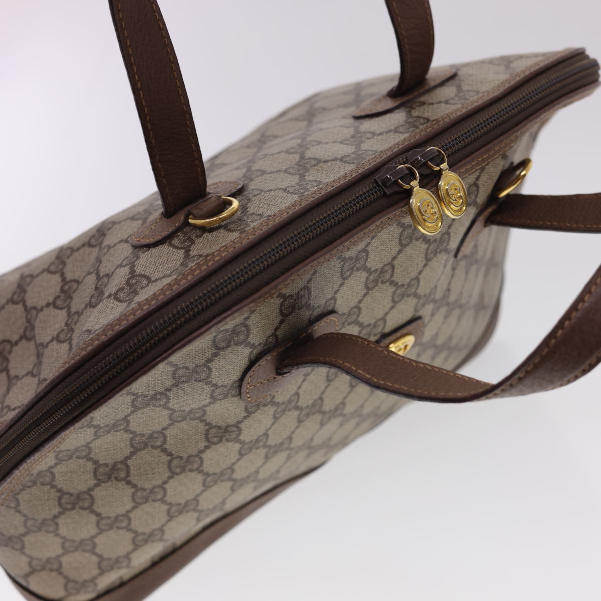 GUCCI GG Canvas Hand Bag PVC Leather 2way Beige Brown yk6526