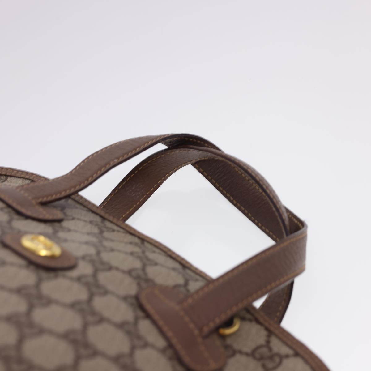 GUCCI GG Canvas Hand Bag PVC Leather 2way Beige Brown yk6526