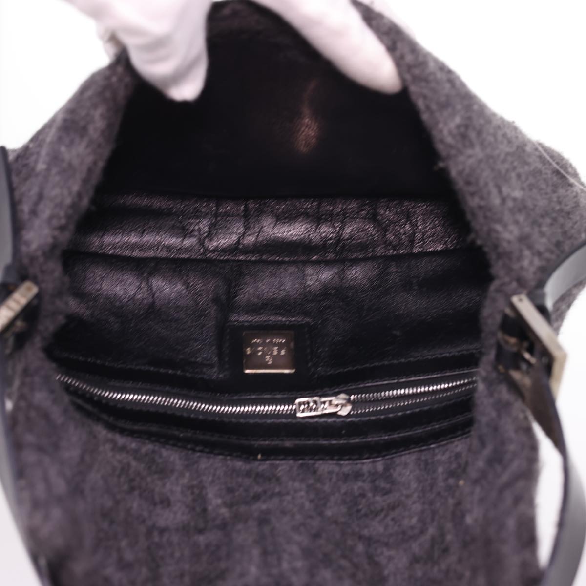 FENDI Zucca Canvas Mamma Baguette Shoulder Bag Cotton Gray yk6531
