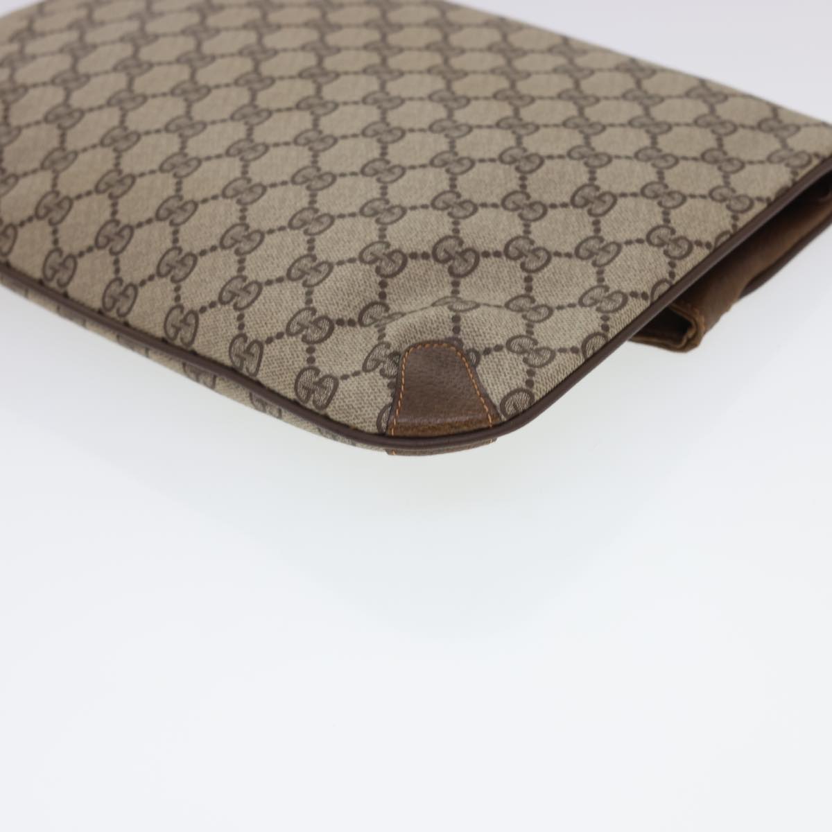 GUCCI GG Canvas Clutch Bag PVC Leather Beige Brown yk6557