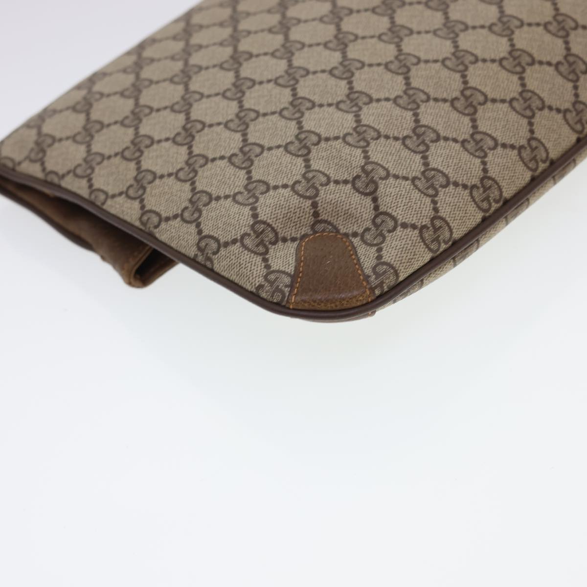 GUCCI GG Canvas Clutch Bag PVC Leather Beige Brown yk6557
