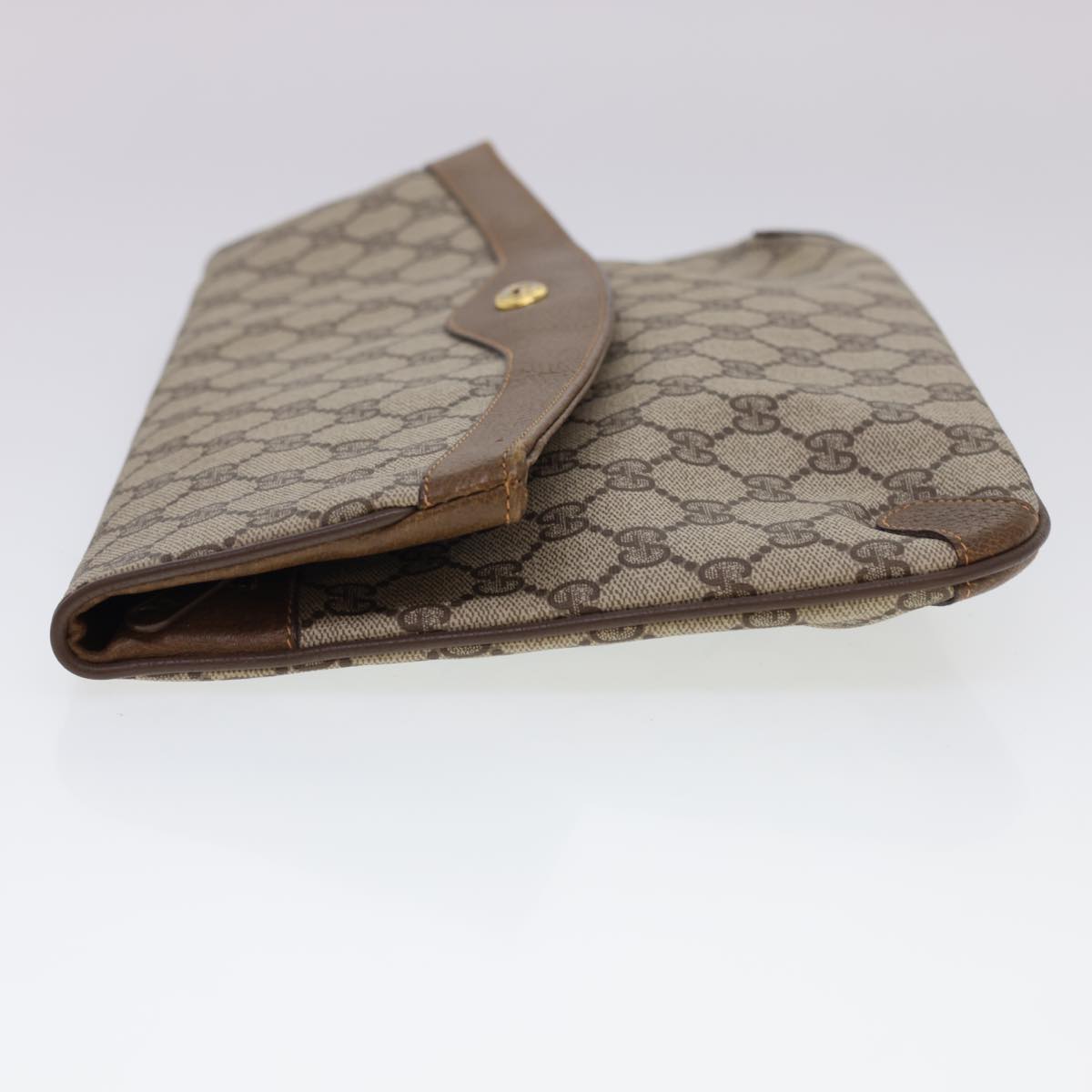 GUCCI GG Canvas Clutch Bag PVC Leather Beige Brown yk6557