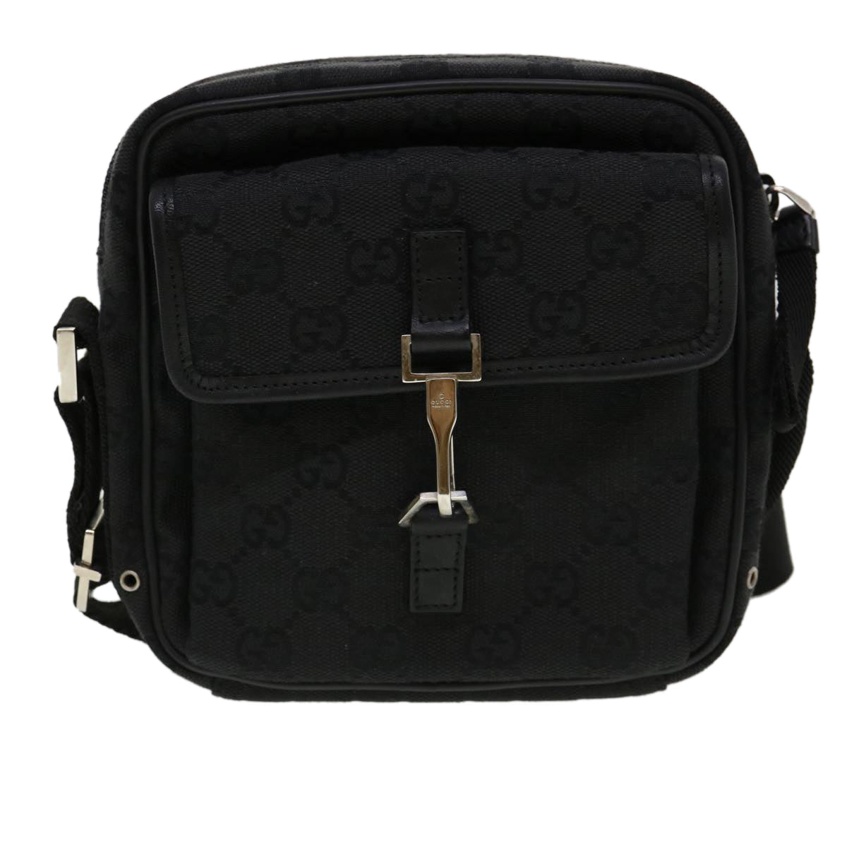 GUCCI GG Canvas Jackie Shoulder Bag Black 90470 yk6565