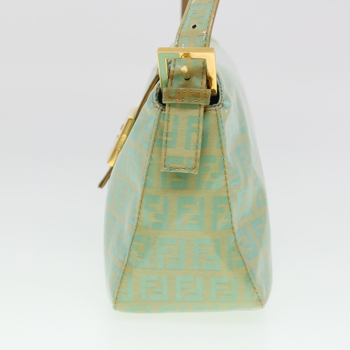 FENDI Zucchino Mamma Baguette Shoulder Bag Coated Canvas Light Blue yk6594B