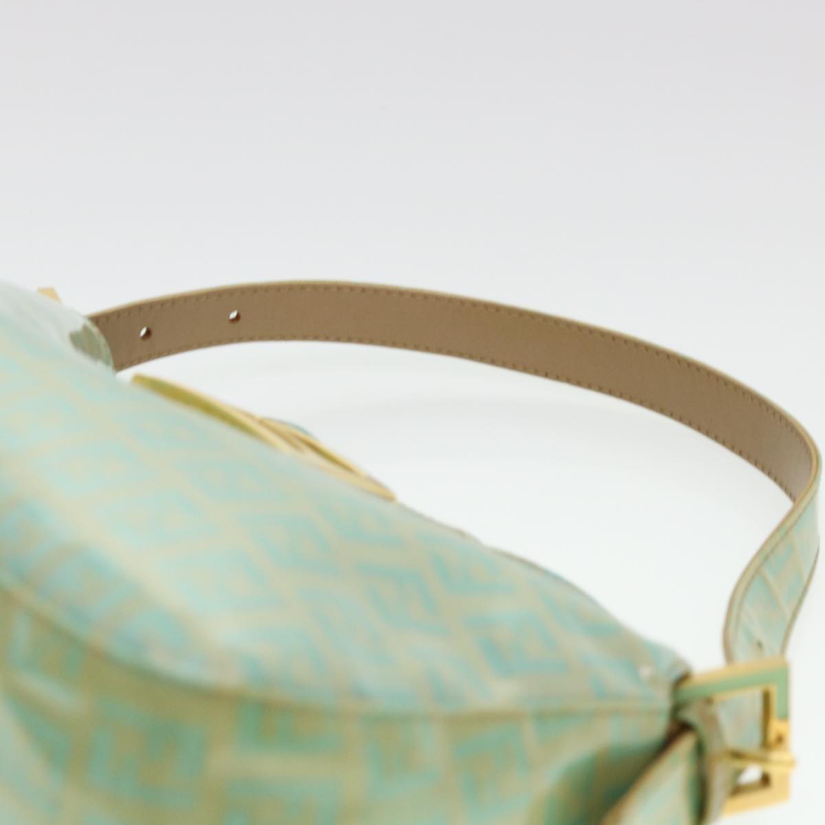 FENDI Zucchino Mamma Baguette Shoulder Bag Coated Canvas Light Blue yk6594B