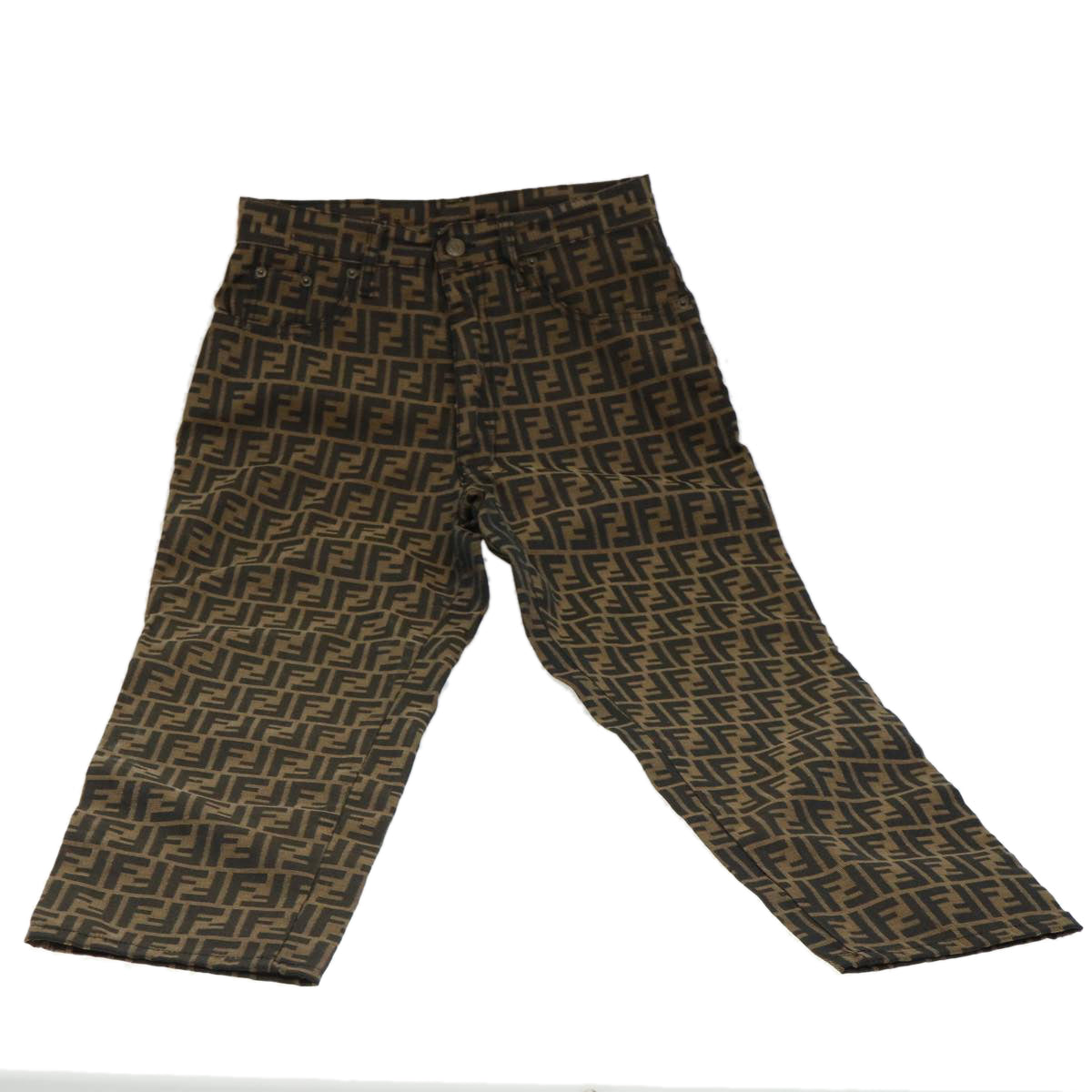 FENDI Zucca Canvas Pants Polyester Cotton X6 Black Brown yk6611