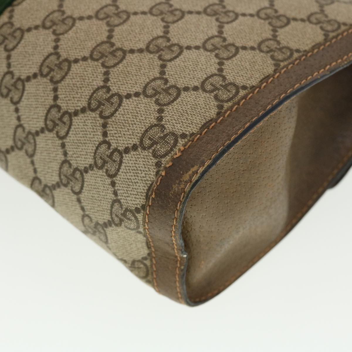 GUCCI GG Canvas Web Sherry Line Clutch Bag Beige Red 89.01.007 yk6645B