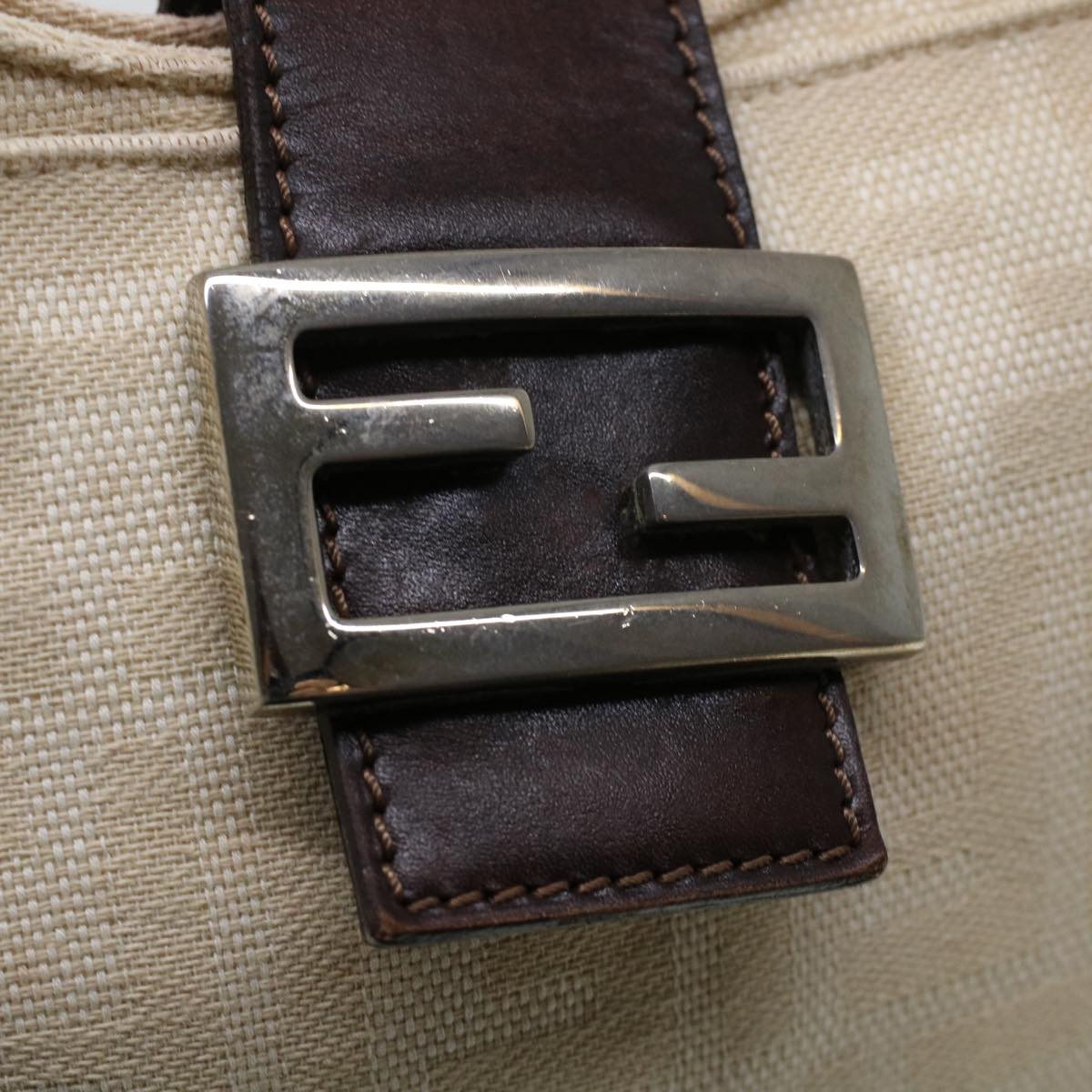 FENDI Zucca Canvas Mamma Baguette Shoulder Bag Beige 222826569008 yk6695B