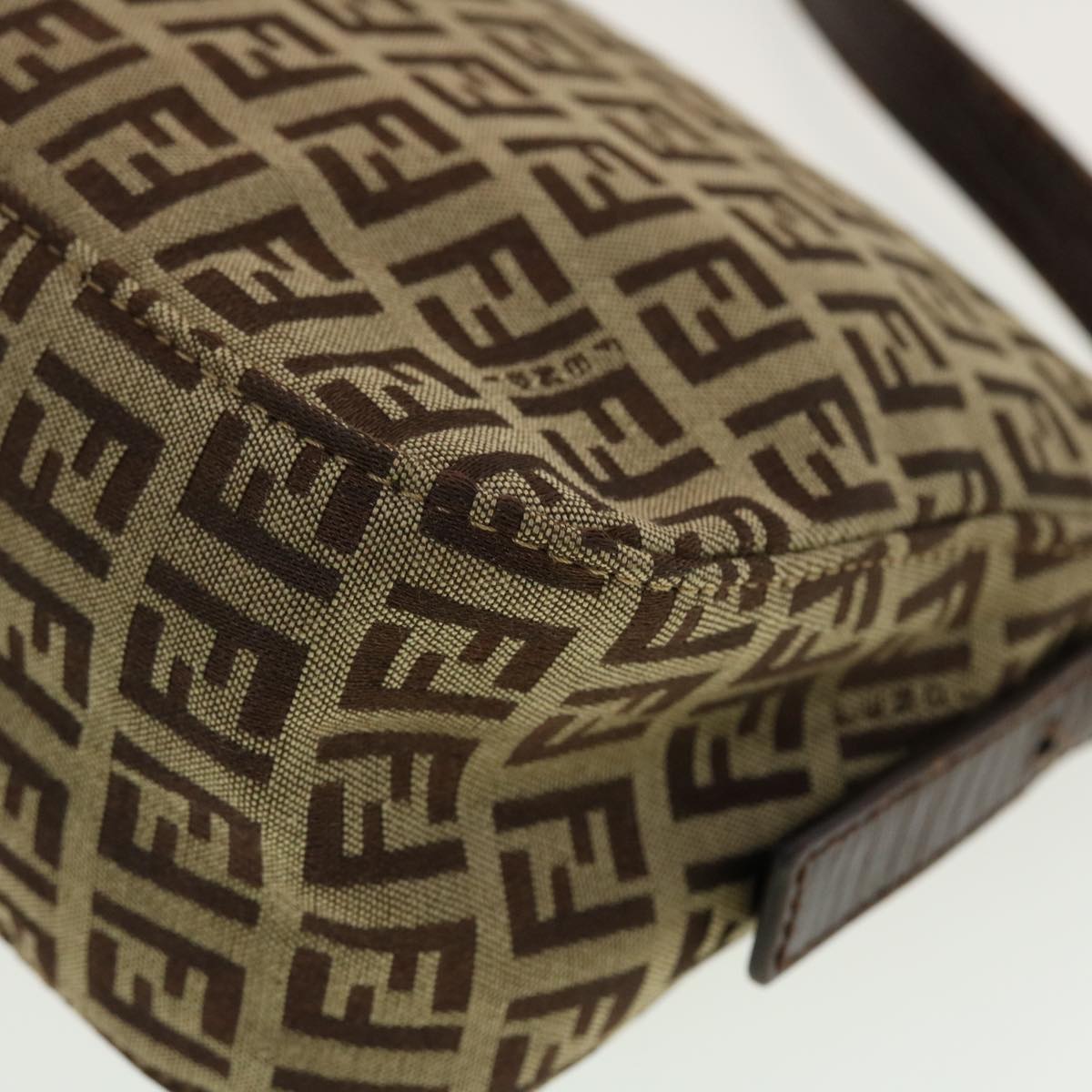 FENDI Zucchino Canvas Mamma Baguette Shoulder Bag Beige yk6738B